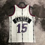 Maillot de Basket #15 Carter Raptors Vintage Blanc Imprimé